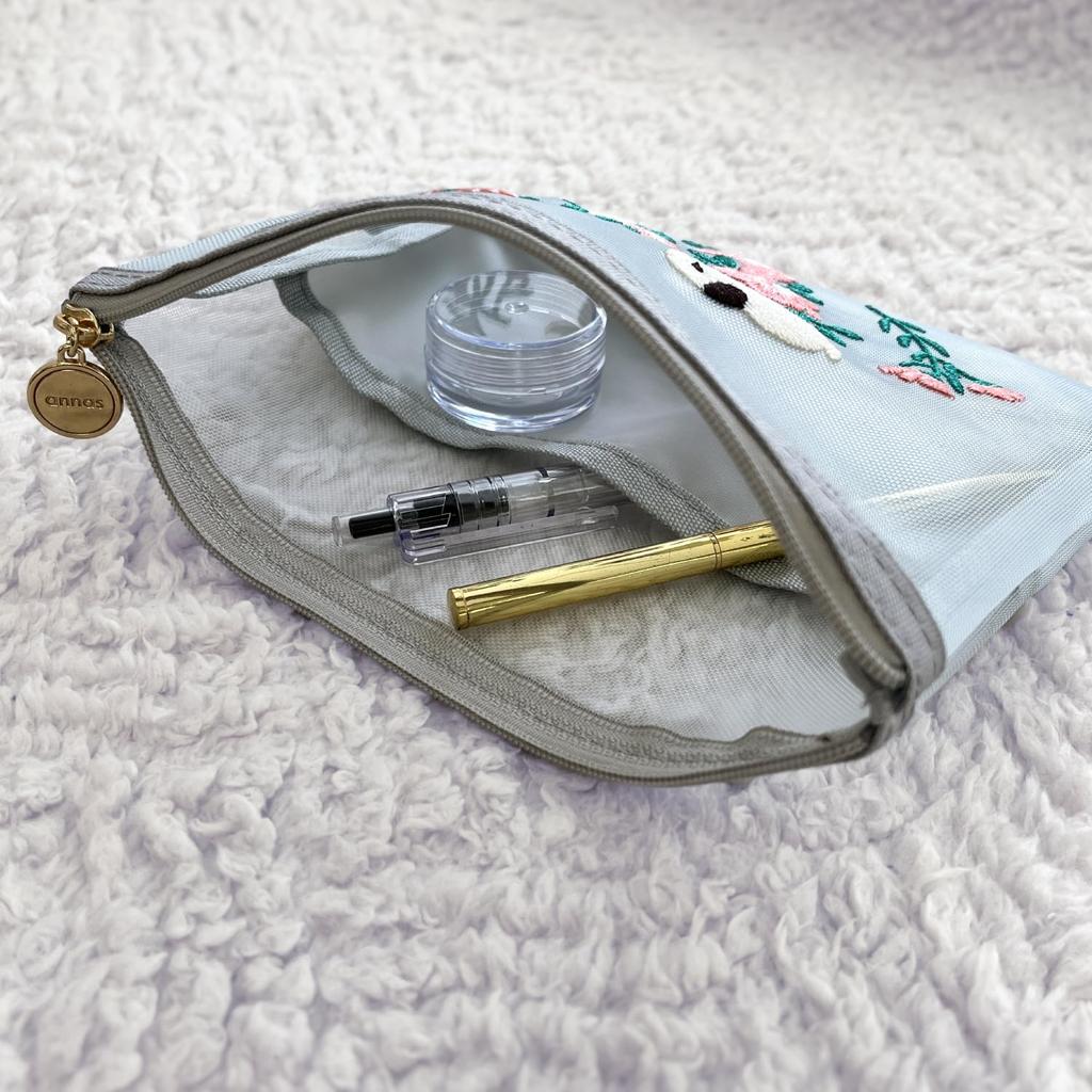 Gakken Staful Annas Embroidered Mesh F15088 Pouch, Rabbit,