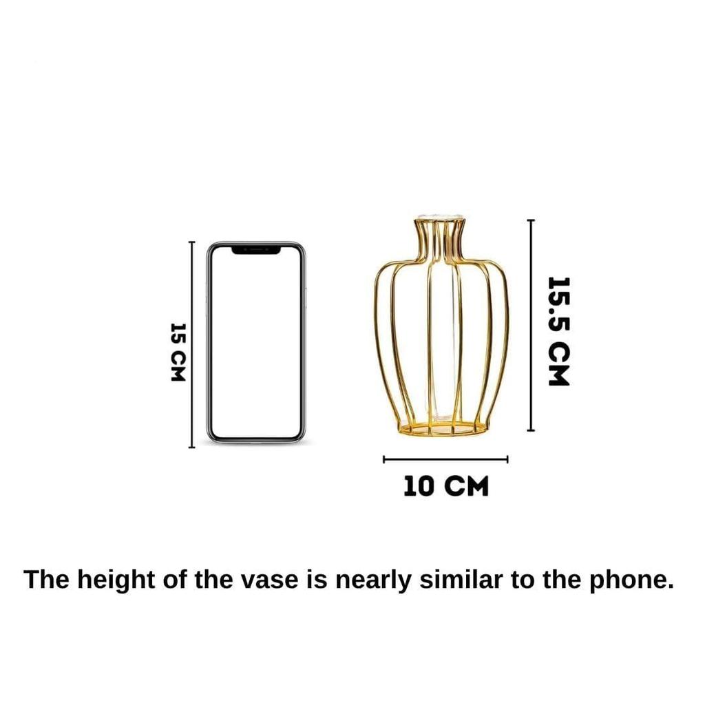 1 Stück Metallvase für Heimdeko, Wohnzimmer, Schlafzimmer, Büro, Tischdekoration | Vermehrungsstation mit Metallrahmen,