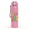 1PC Nurse Floral Letter Graphic 750ml Color Plastic Sports Water Bottle Leakproof Flip Straw Lid For Sports Office Home Use