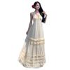Seaside beach temperament dress suspender vacation dress beige sexy halter fairy summer mopping atmosphere