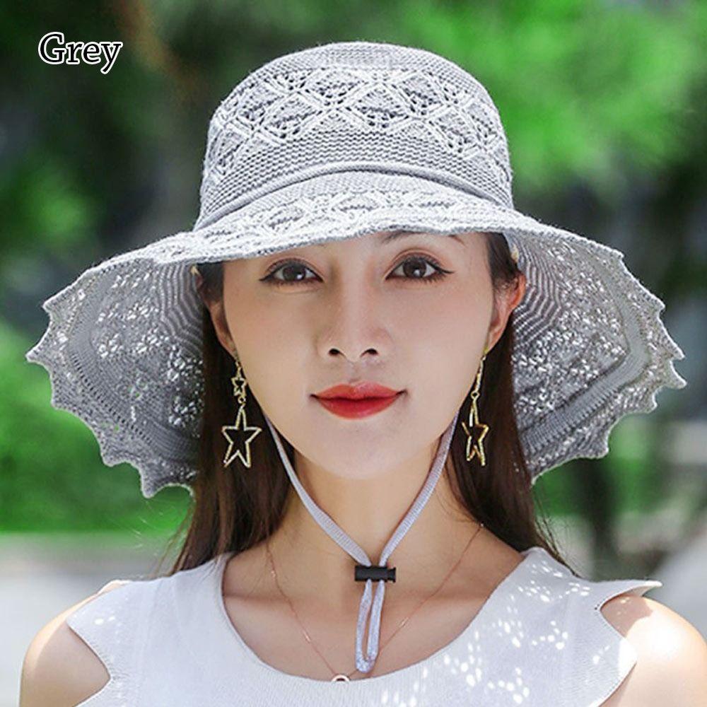 

Wide Brim Beach Cap Bowknot Straw Hat Breathable Sun Hat Women сірий