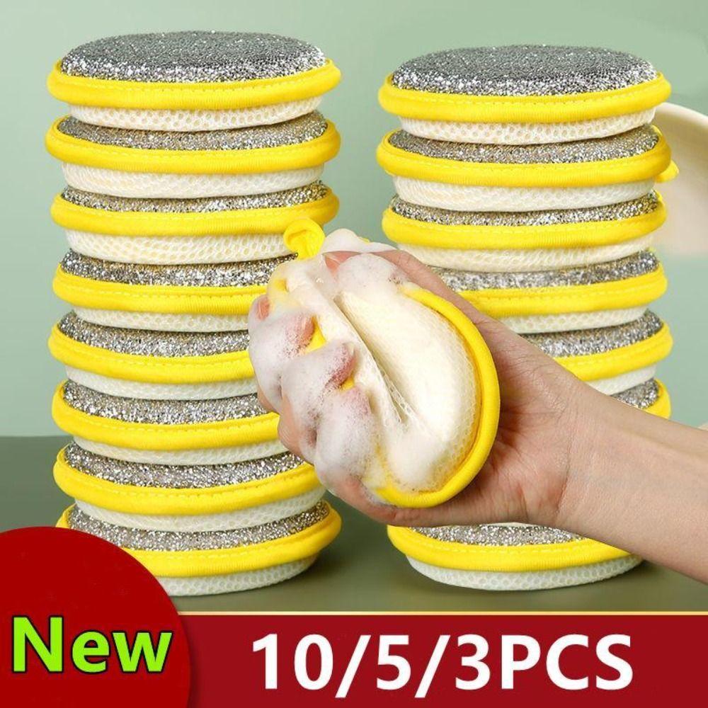 3/5/10PCS Double-sided Kitchen Dishwashing Sponge Reusable Oil-free Dishwashing Cloth