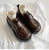 Fashion Commuter Brown Platform Small Leather Shoes Women's 2025 New Spring and Autumn British Style Retro Height Increase Mary Jane Single Shoes