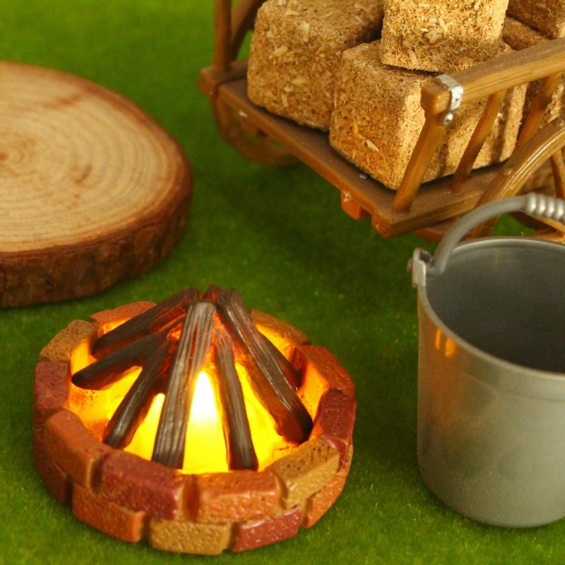 1:12 Dollhouse Miniature Led Bonfire Camping Scene Model Decor Toy Doll House Accessories