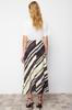 Women's Fashion Multicolored Satin Patterned A-line Midi Length Woven Skirt