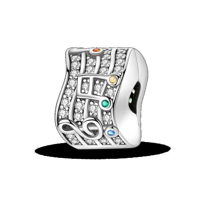 Silver Clasp 925 Silver CZ Pave Clip Charms Daisy Beads Stopper Safety Chain Fit Original Bangle Bracelet Jewelry Clip