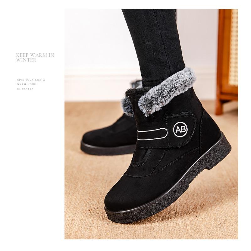 Women's High-Top Thermal Snow Boots with Velcro Fastening Fleece-Lined Women's Boots Casual Women's Shoes Autumn Style