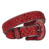Customized Buckle Logo Red Bridal Rhinestone Belt for Women Western Cowgirl Bling Bling Diamond Studded Leather Belt for Dress