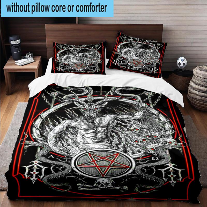 Skull And Serpent Design 3pcs Bedding,Including 1pc Duvet Cover And 2pcs Pillowcases Perfect for Christmas,Ideal for Bedroom, Dormitory