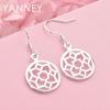 925 Sterling Silver Exquisite Floral Openwork Pendant Earrings, Fashionable Wedding Gift for Women, Jewelry