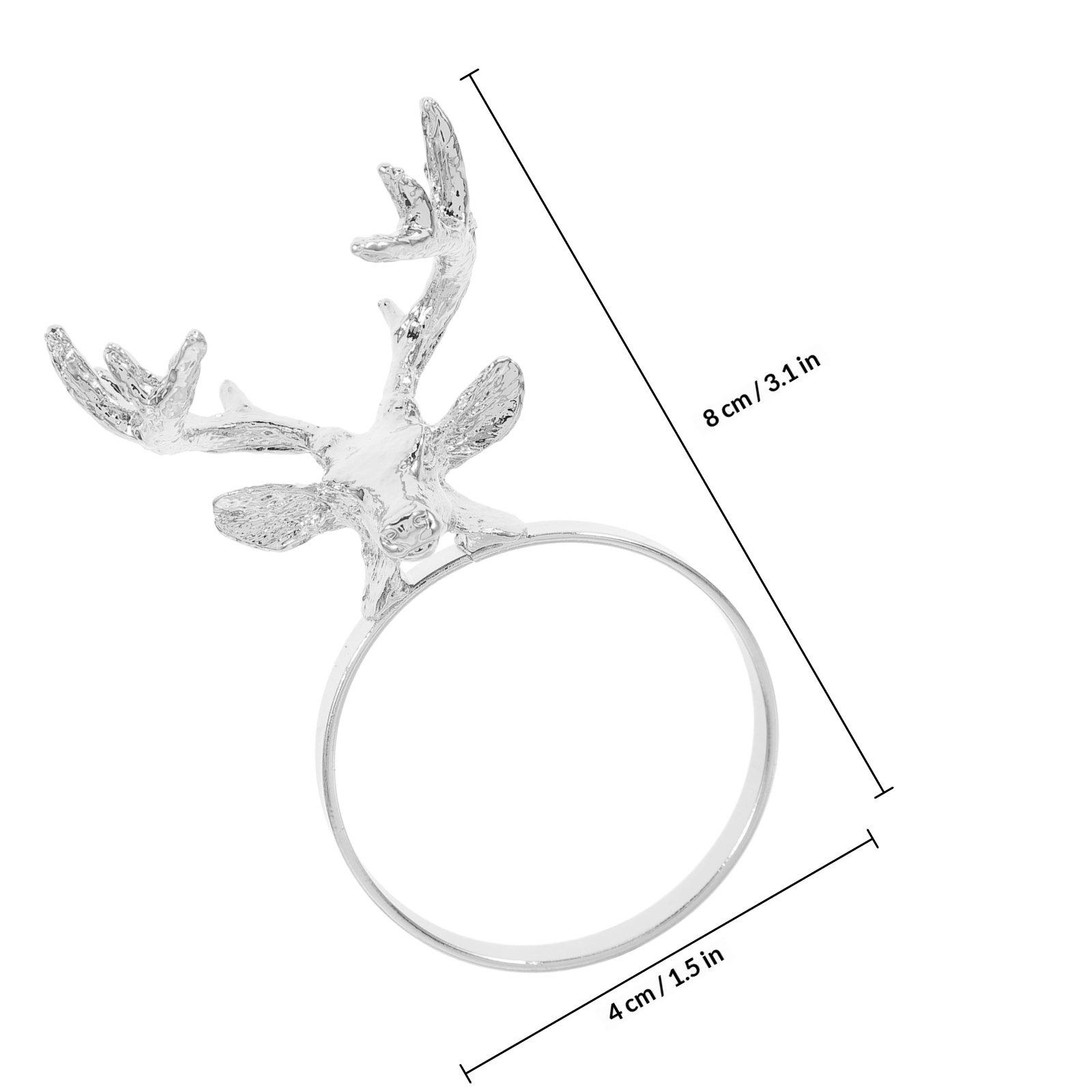 

1pcs Christmas Napkin Rings Metal Reindeer Head Design Holiday Table Decor Elk Serviette Buckles For Dinner Party Wedding серебряный