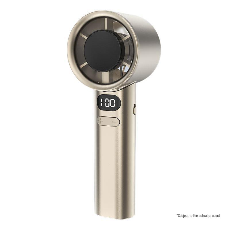

M11 Mini Handheld Fan: Small, Portable, Strong Wind, Brushless High-Speed Turbine - Popular in Southeast Asia 1200mAh 2-Speed + Display + Lanyard золотий