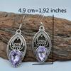 Vintage Hollowed Hand Carved Purple Synthetic Zirconia Dangle Earrings for Women Exquisite Gorgeous Banquet Jewelry Accessories