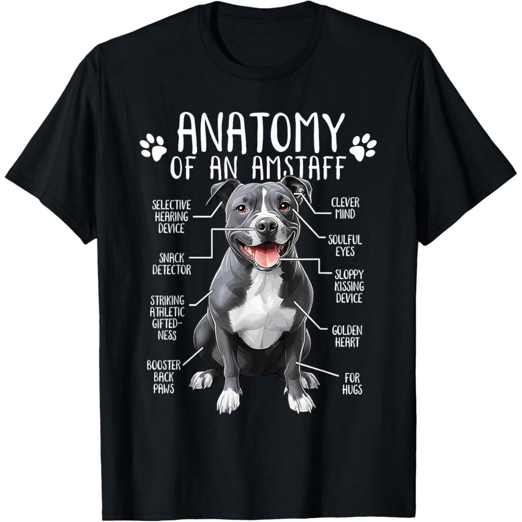Anatomy of A Staffy Staffordshire Bull Terrier Dog T Shirts Men Women Cotton Humor Streetwear Short Sleeve Unisex Loose Clothing