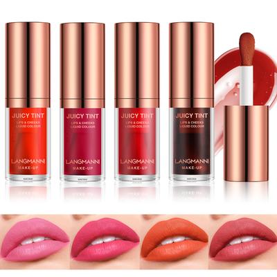 4 Color Velvet Lip and Cheek Stick Long Lasting Waterproof Matte Lipstick Blush Dual Use Creamy Smooth Vegan Makeup