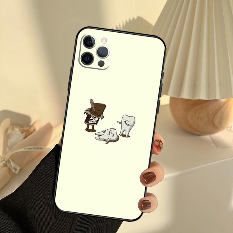 Dentist Tooth Pattern Case For iPhone 11 12 13 14 15 16 Pro Max Cover For iPhone 13 12 Mini XR X XS Max Plus