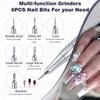 Professional Nail Drill Electric Nail File Manicure Pedicure Kit 45000RPM Portable with 6 Drill Bits for Salon and Home Use