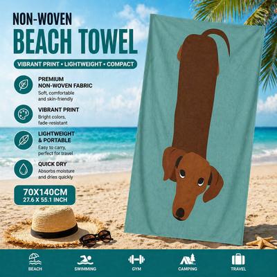 Teckel Puppy Non-woven Stof Strandlaken Platte Print Lichtgewicht Sneldrogend Badlaken voor Yoga Sportschool Kamperen Zomer Reizen