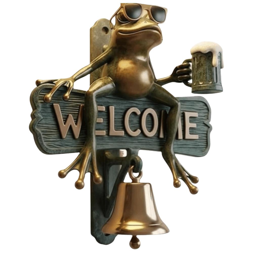 Vintage Chill Frog WELCOME Doorbell Retro Frog Bell Resin Ornament  Home Garden Wall Decor Frog