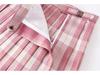 High-Waisted Japanese School Uniform Plaid Pleated Skirt - Raspberry & Black Tea