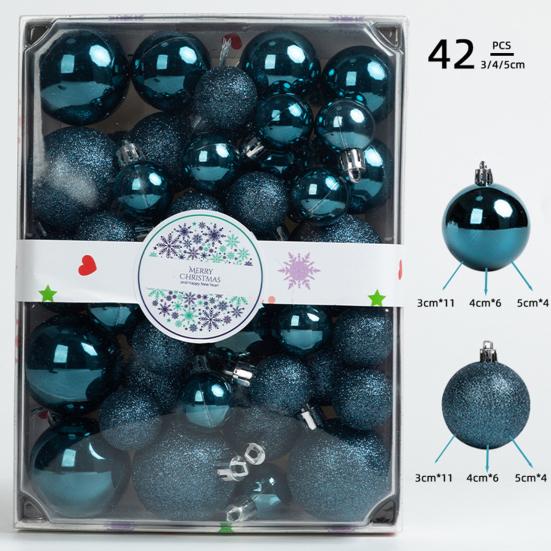 42Pcs 3/4/5cm Christmas Balls Set Glitter Surface Various Pattern Christmas Balls Shatterproof Home Reusable Ornaments
