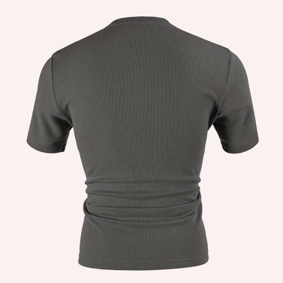 Tricou bărbați cu guler în V, mânecă scurtă, culoare solidă, Slim Fit, moale, respirabil, vară, casual, topuri, purtare zilnică