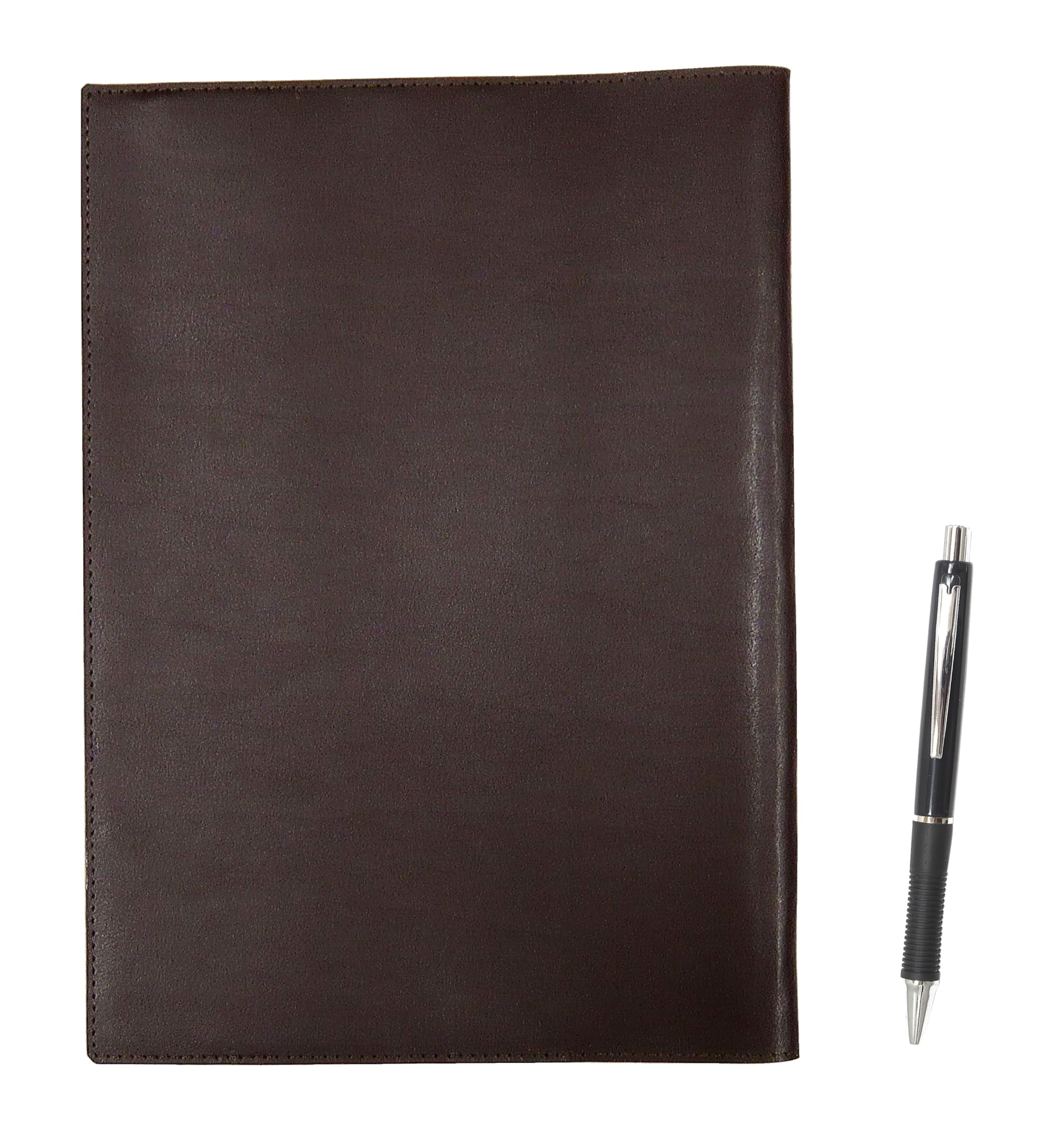 

Brown recycled cowhide B5 book and notebook cover with black metal point ballpoint pen set (T23-B5-005C-WZ13-B) чёрный