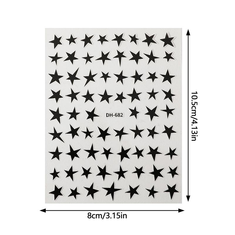 Simple Laser Silver Star Nail Art Stickers Holographic Colorful Self-Adhesive Star Decal Diy Manicure Star Slider