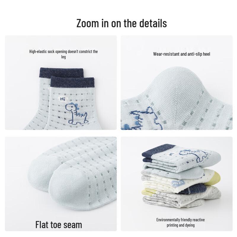 Six-fingered Mouse Boys' Summer Mesh Breathable Mid-Calf Socks