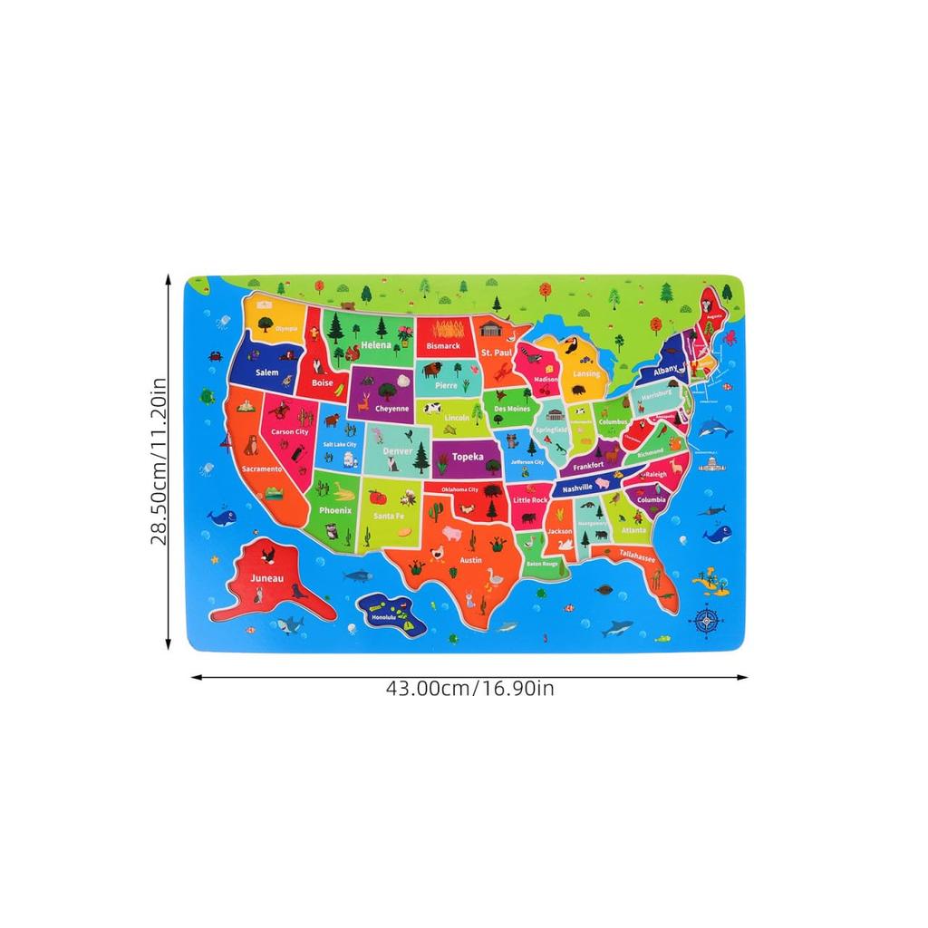 Ifundom Holz USA Karte x Pädagogisches Puzzle für Altersstufen Zufällig Großartig für Geographie Lernen und Kognitive Entwicklung Puzzle, 17" 11", Kinder, 4-8, Mädchen,