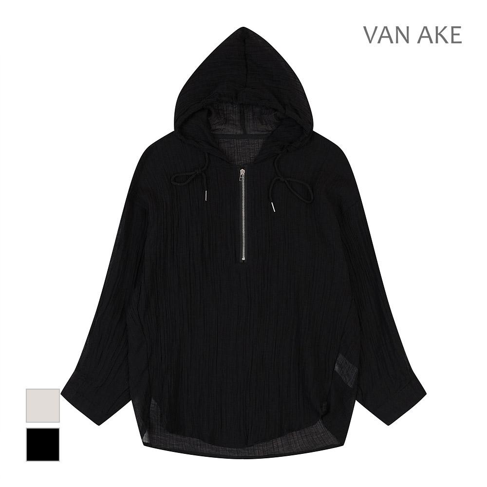 VANAKE Oversized Half-Zip Hoodie Blouse_Vb39Blq308Z