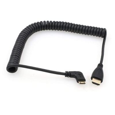 SZRMCC rechtwinkliges Mini-HDMI auf HDMI High Speed Spiralkabel für Canon Sony DSLR-Kameras und ATOMOS-Monitore CX7/SR7E