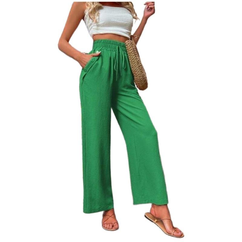 Women's Casual Pants Elastic High Waist Loose Summer Trousers