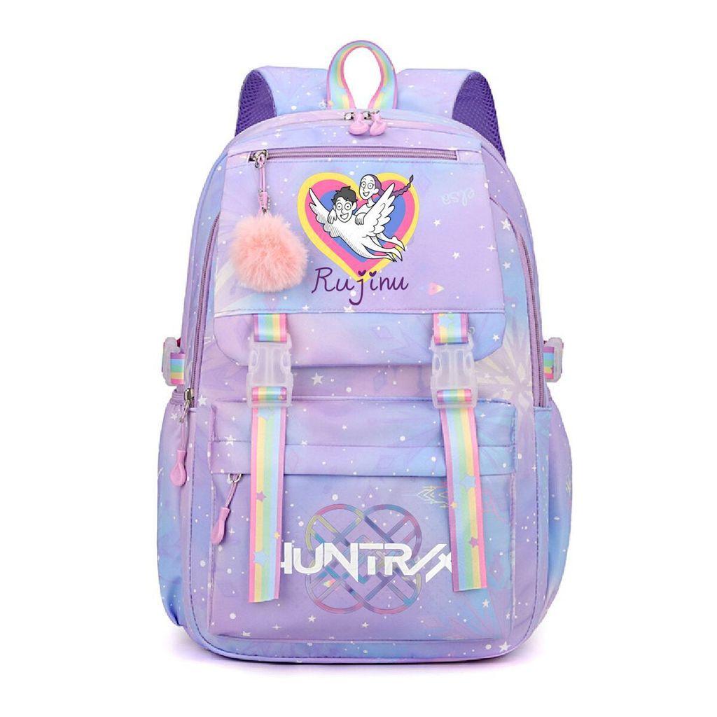 Girls Kpop Hunters Rumi Zoey Mira Printed Backpack Student School Travel Large Capacity Bag