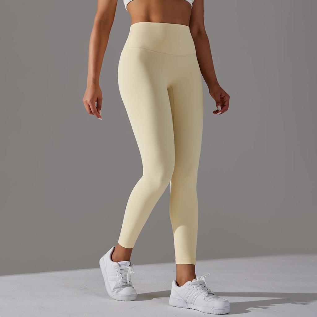 Nude Skin-friendly Yoga Pants Women Without Awkward Line High-waisted Bottoms To Lift The Buttocks Elastic Fitness and Sports Nine-minute Pants