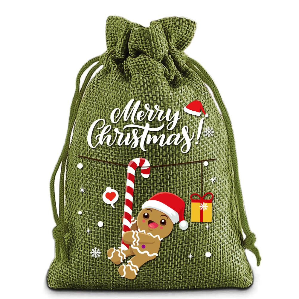 12pcs Christmas Linen Drawstring Bag Drawstring Bag Gift Bag Cloth Bag Christmas Gift Bag Set Drawstring Bag