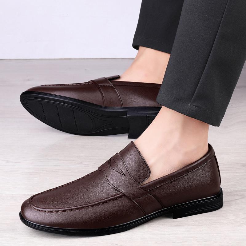Spring Autumn Men Casual Loafers Soft Moccasins High Quality Genuine Leather Slip-on Men Shoes Black Driving Business Shoes