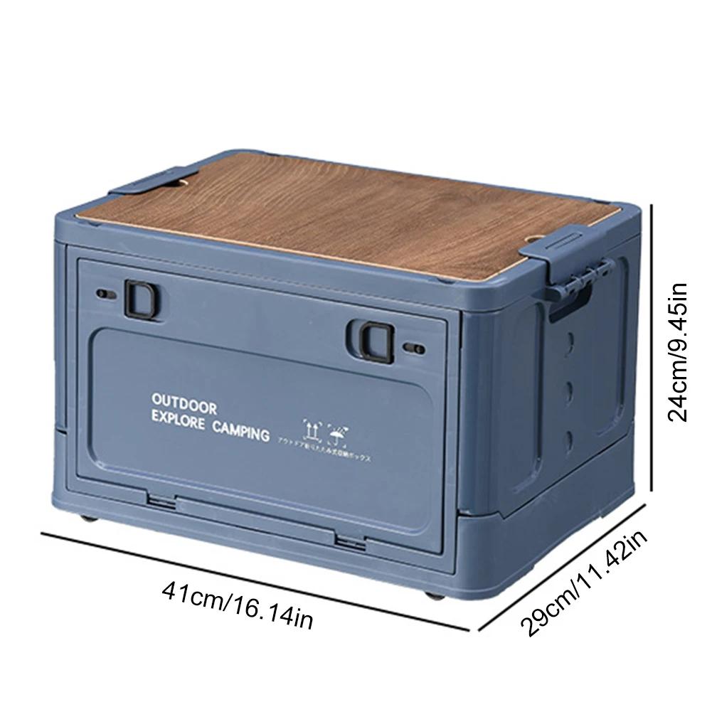 

30L Collapsible Storage Bin Large Capacity Camping Folding Storage Box Container Stackable Car Trunk Organizer Food Storage Case синій