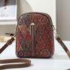 Bohemian Style Printed Phone Bag PU Leather Versatile Single Shoulder Bag Luxury Ethnic Style Crossbody Bag For Ladies