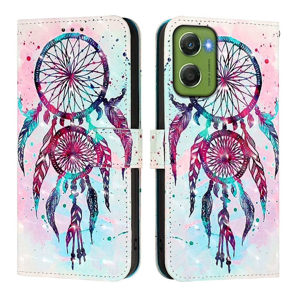 For Motorola Moto G06 4G Leather Case Pattern Printing Wallet Stand Mobile Cover with Strap