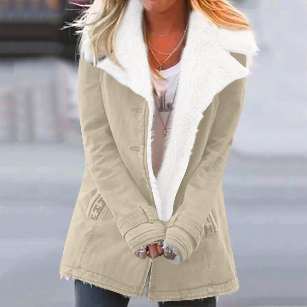 Women's Solid-color Loose Long-sleeved Fashionable Plus-size Warm Fleece Jacket