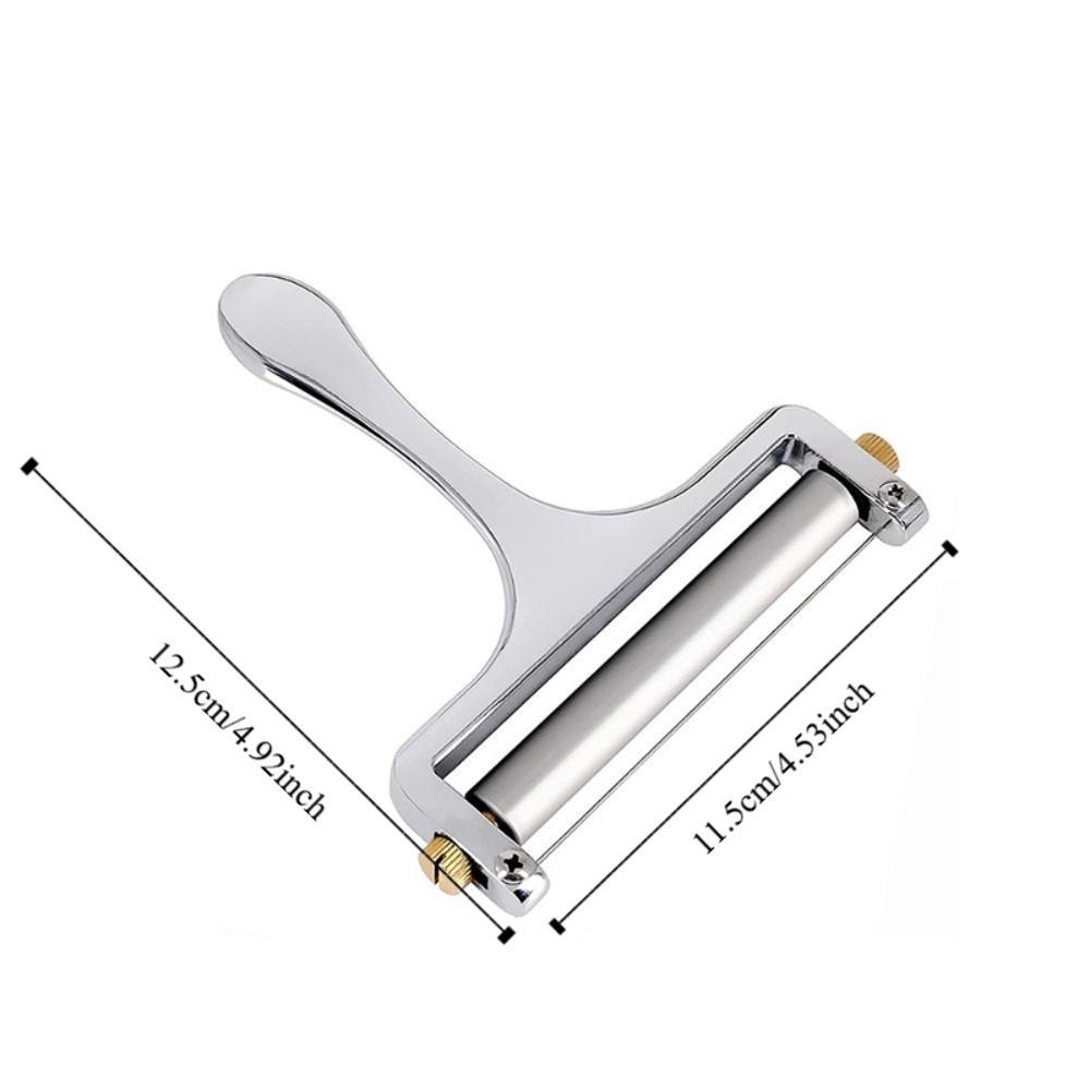 Adjustable Thickness Cheese Slicer Corrosion-resistant Zinc Alloy Butter Slicer Glossy with Replacement Wire Cheese Divider