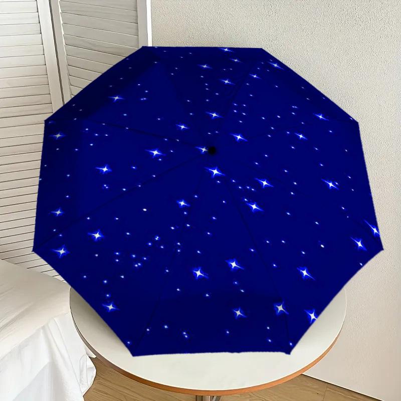 1 Stück blaue Sterne Regenschirm - 8 Speichen verstärkt, Automatisches Öffnen, Leicht & Langlebig, Niedliches Modeaccessoire für den Außenbereich, Strand oder Freizeit, Strandschirm