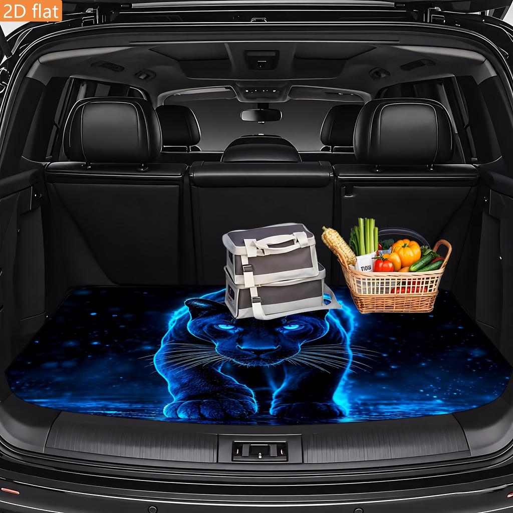 1Pcs 1Pc Blue Black Mysterious Black Panther Car Trunk Mat Anti Slip Cargo Liner Waterproof Storage Protector for SUV Sedan