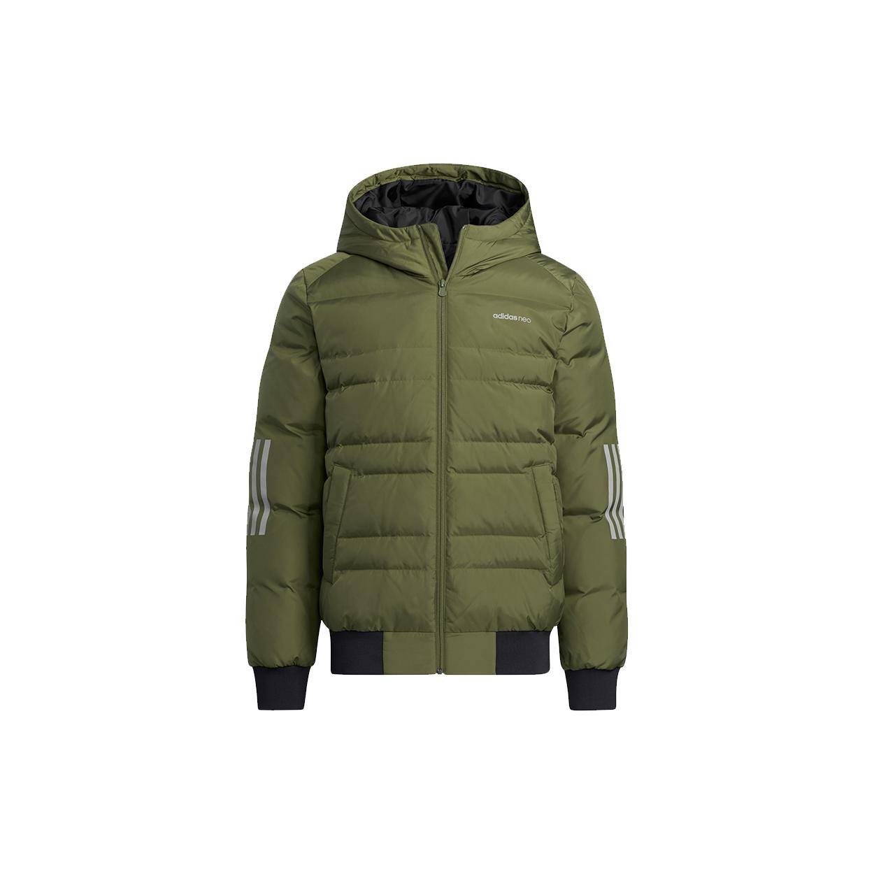Мужские пуховики Adidas Neo Оливковые С капюшоном Умеренные Другие H45270 S
