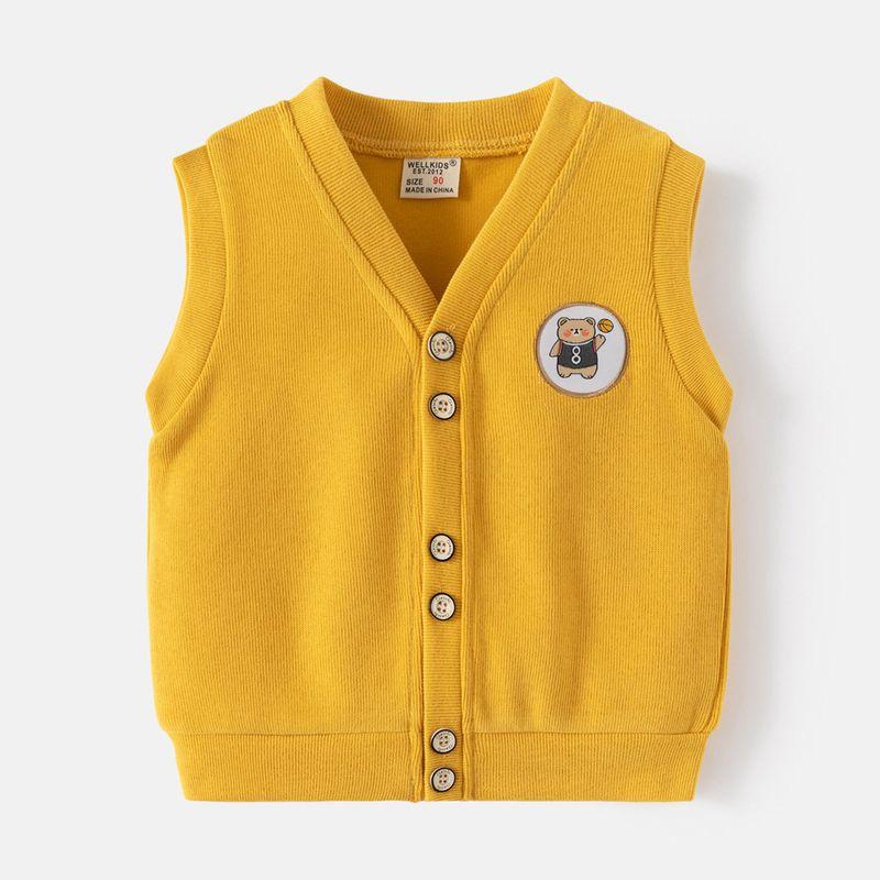 Children's Clothing Spring and Autumn Bear Vest for Boys Cartoon Knitted Vest Thin Style Boys' Outerwear Sleeveless Jacket