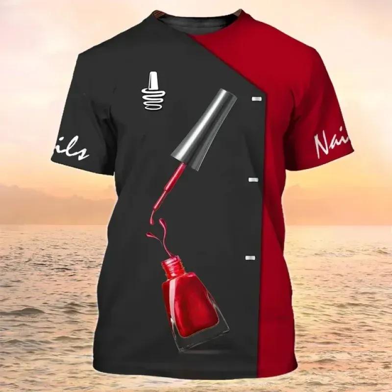 Manicurist Shirt Women's T-shirt 3D Nail Polish Printed Harajuku Short Sleeve Tees Summer Fashion Pullover Female Casual Tops