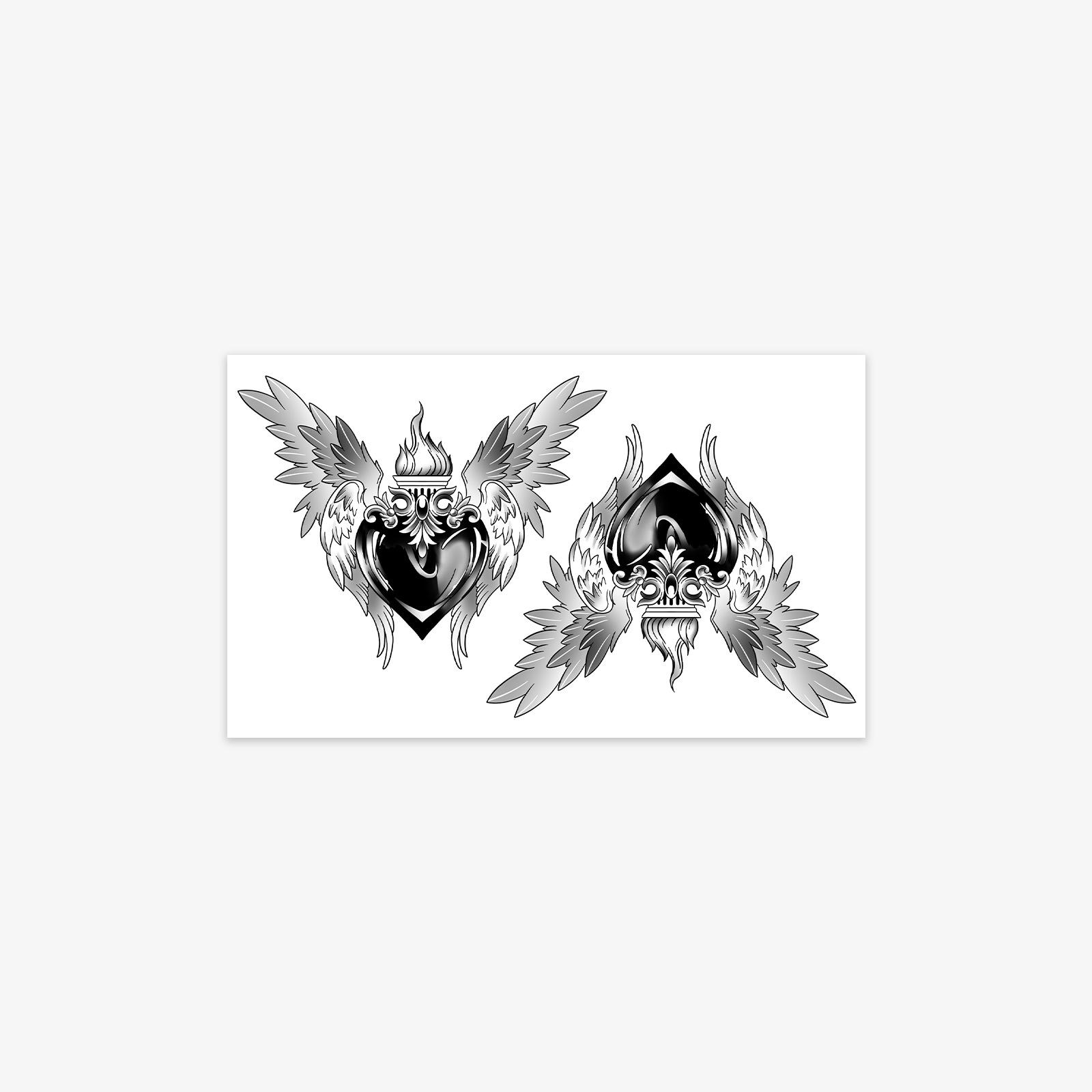 Personality Simple Y2K Dark Love Wings Magic Potion Totem Tattoo Sticker 15*9CM