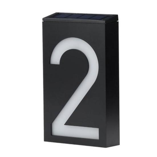 Solar Powered 0-9 LED Light House Address Number Street Road Doorplate Wall Lamp
