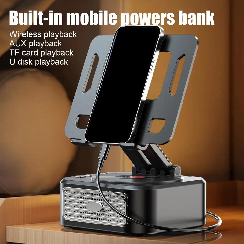 3-in-1 Bluetooth 5.3 Wireless Stand Speaker For ipad Tablet Cell Phone Holder Stand Foldable Support Power Bank Charging For Video Meeting Live
